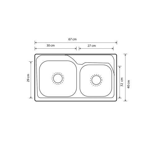 Pileta De Cocina Mate Dgc 68X38X20Cm Con Valvula Sifon Y Canastilla Acero 201- 0.7 De Espesor De Sobreponer 000