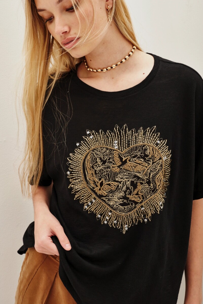 Remera Heart Sunny Negro