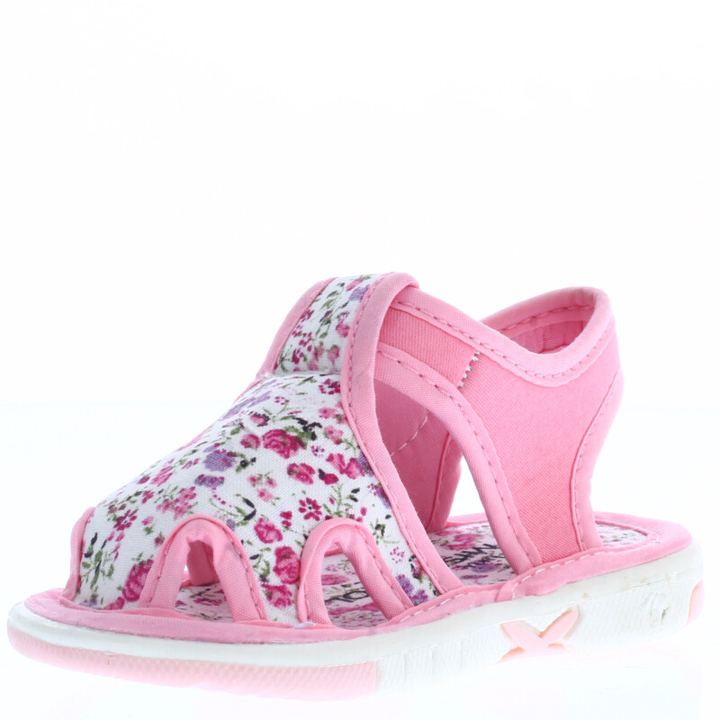 Sandalia de Niña Mini Miss Carol CANI con tela estampada y velcro Rosado