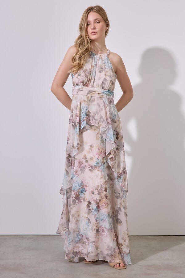 Vestido Maxi Flores BEIGE/MULTI