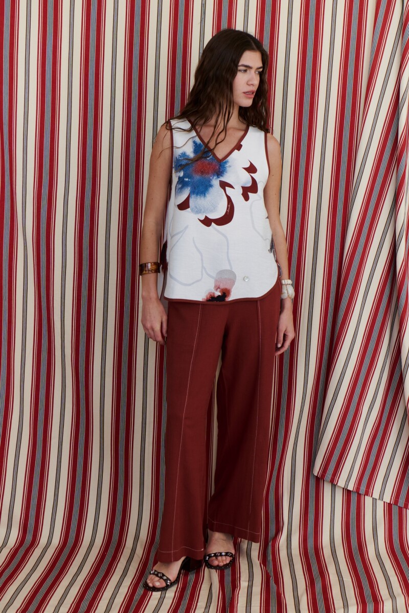 PANTALON LINO POCKET ROJO