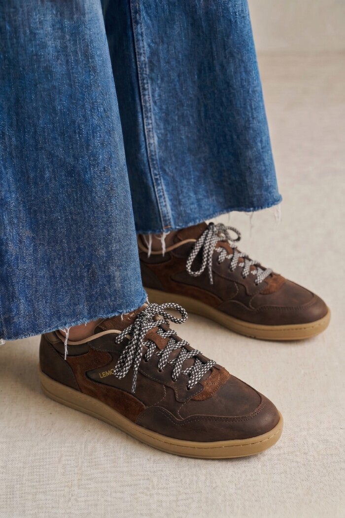 Zapatilla Cuero Marron
