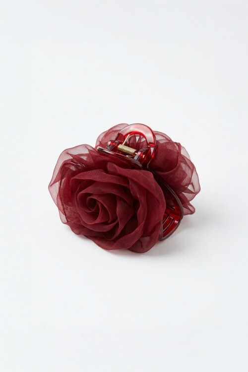 Broche flor tul rojo