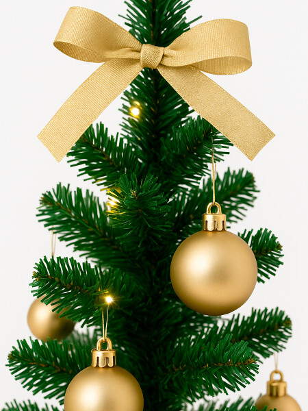 ARBOL SET CON BOLAS Y LUCES DORADO