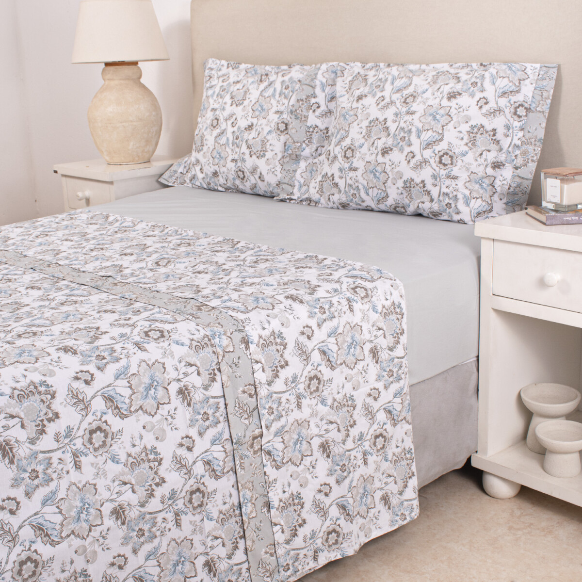 Juego de Sábana Amelia 200h Paisley Aqua - Twin 