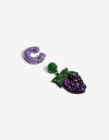 Aros Colgantes Largos Canutillos Set De Aros Colgantes Y Cuff Beads - Violeta Medio