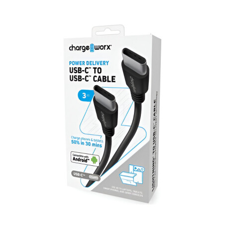 CHARGEWORX CX4639BK CABLE DE CARGA NEGRO USB-C A USB-C (O) Chargeworx Cx4639bk Cable De Carga Negro Usb-c A Usb-c (o)