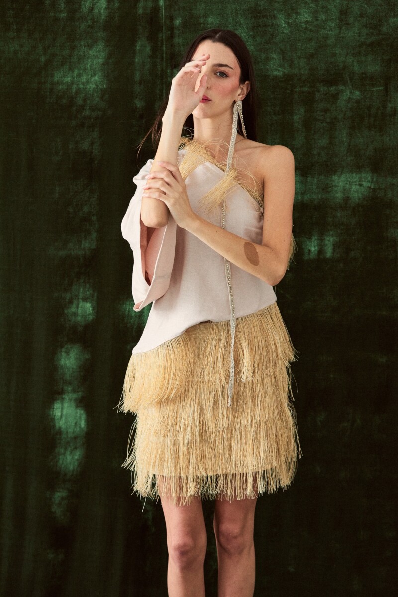 Raphia Skirt - Beige 
