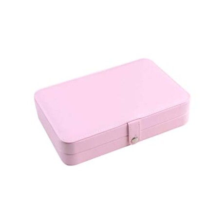 Joyero rectangular con botón 21 cm x 14,5 cm x 4,5 cm Rosado