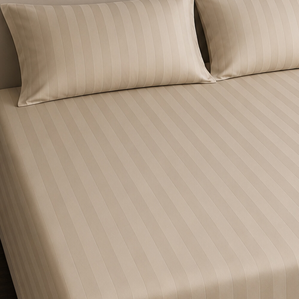 Juego De Sabanas Queen Diseño De Hotel 400 Hilos Premium Beige