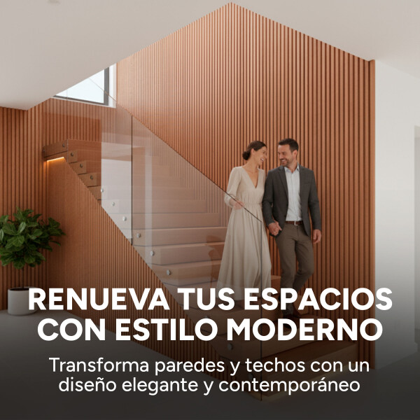 Pack x50 Wpc Simil Madera Wall Panel Lambrin 2.90x16.7 Color Marrón Madera 4