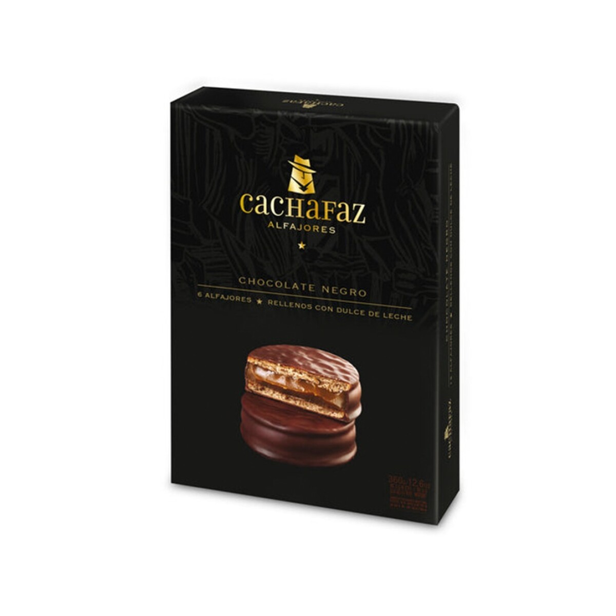 Caja X 6 Alfajores Cachafaz Chocolate - NEGRO 