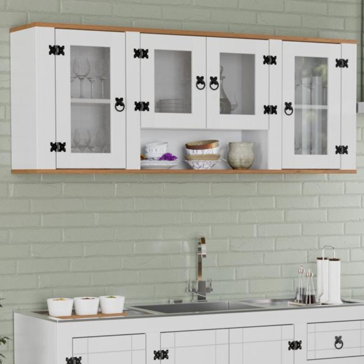 Aéreo 4 Puertas Linea Naturale - Blanco/Roble 