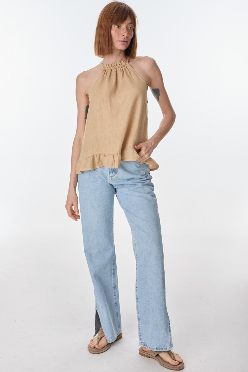 Musculosa Halter Beige