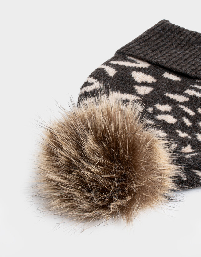 Gorro Gorro Tejido Marrón - Estampado Animal Print