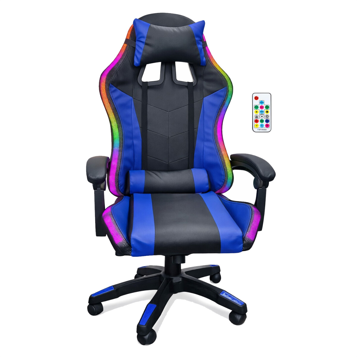 Silla Gamer Con Luces Led Rgb Ergonómica Y Reclinable 120kg - AZUL 