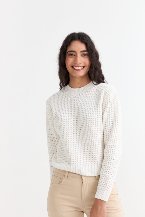 Sweater en punto waffle CRUDO