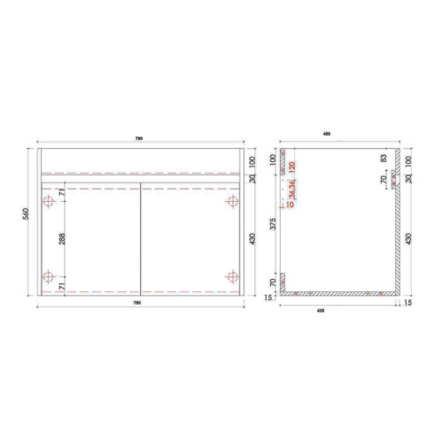 MUEBLE BLANCO DE MADERA LAQUEADO 2 PUERTAS CON BACHA 79x45x56 cm 000