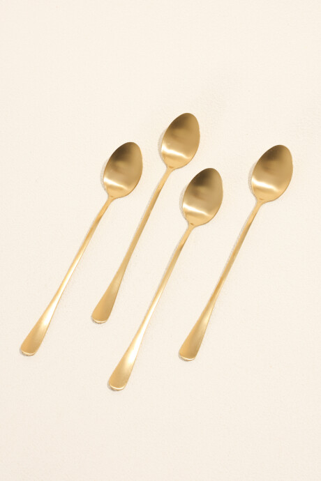 Cuchara Mango Largo Olivo Set 4 Un. Dorado Color Unico