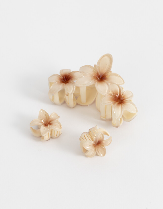 Broches Sets Hawaianas Set De Broches Flor Hawaiana - Naranja Durazno
