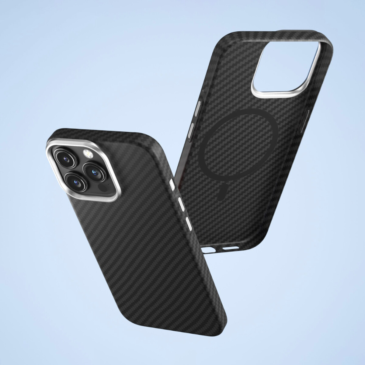 Protector Case Ultra-thin de Fibra de Carbono Magnética para iPhone 15 Pro Black