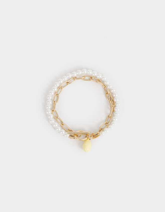 Pulseras Flexibles Con perlas Pulsera Flexible Con Perlas - Dorado