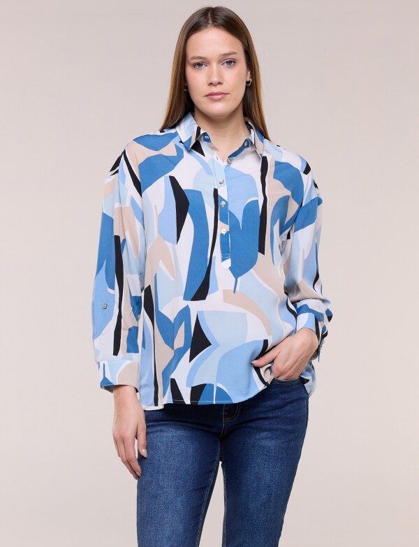 Blusa Estampado Abstracto MULTI/AZUL