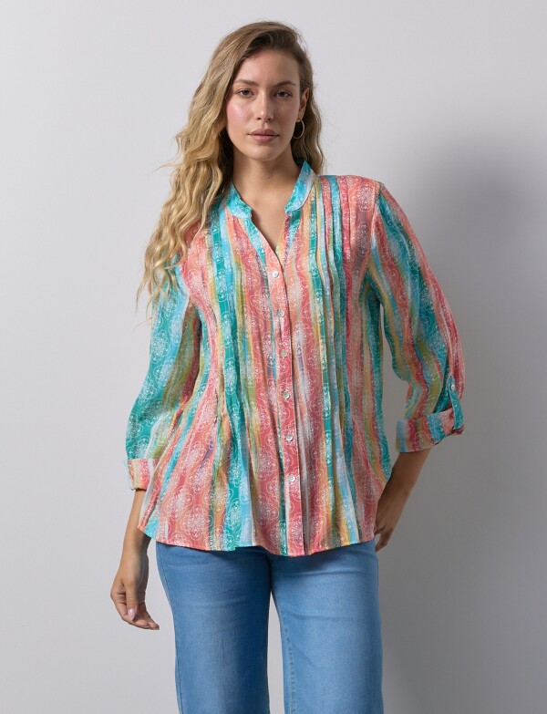 Blusa Gasa Print MULTI/VERDE