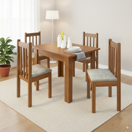 Juego de comedor mesa y 4 sillas madera maciza Juego de comedor mesa y 4 sillas madera maciza
