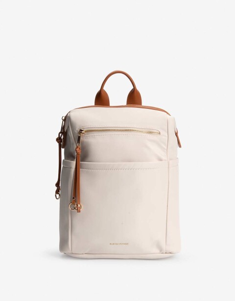 Mochilas Urbanas Mochila Con Cierre Y Bolsillos - Blanco Crema