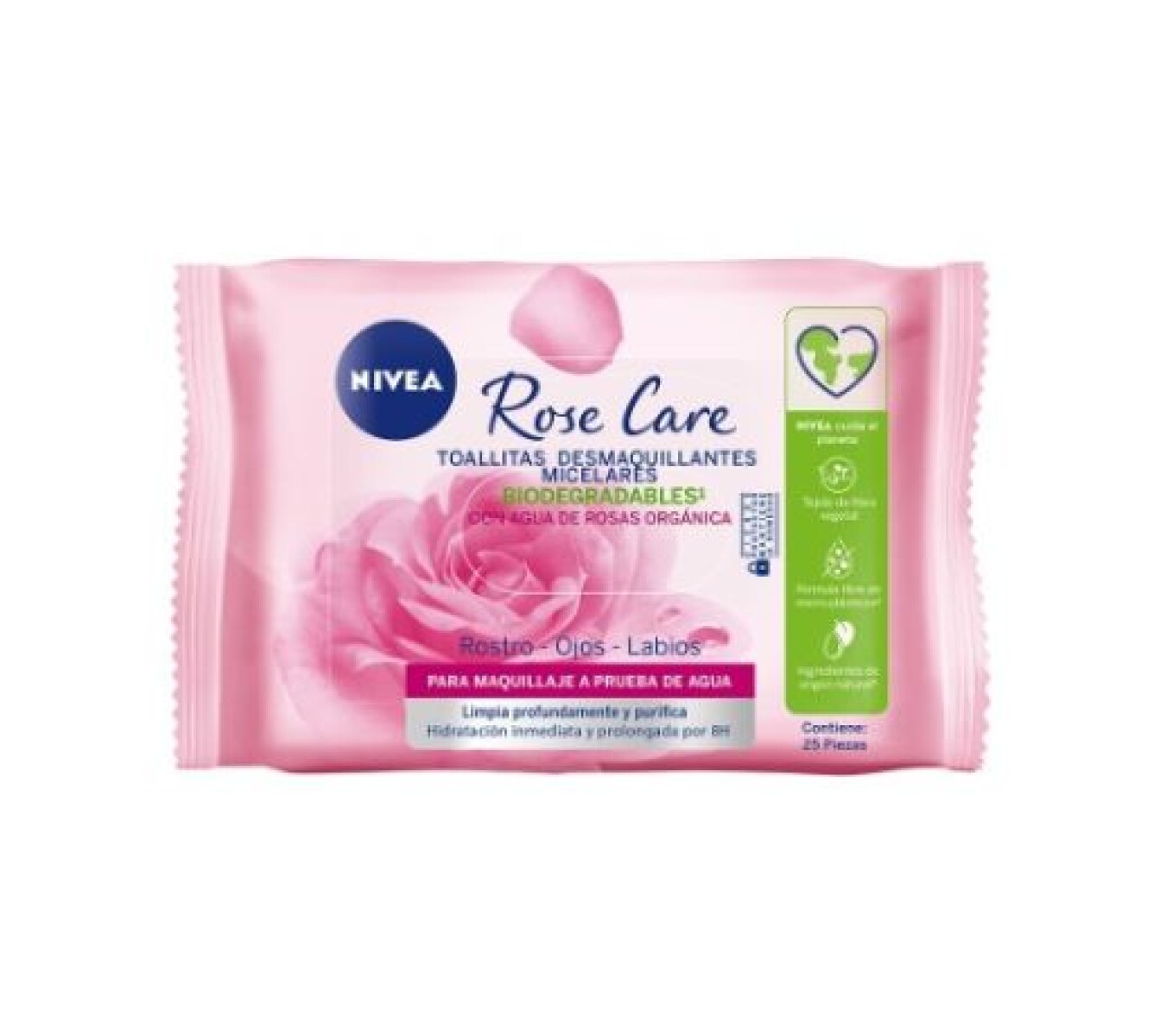 Nivea Toallitas Desmaquillantes Rose Care Todo Tipo de Piel 25 Unidades – Limpieza Suave y Efectiva