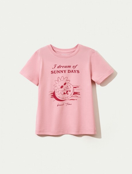 CAMISETA BÁSICA INFANTIL CON ESTAMPA ROSADO