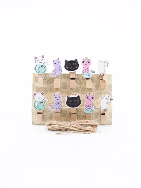 PALILLOS CATS SET X 10PCS MD MADERA