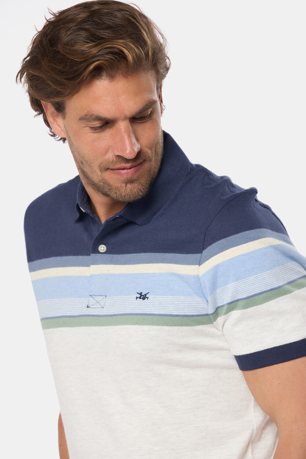 REMERA POLO RAYADA Gris