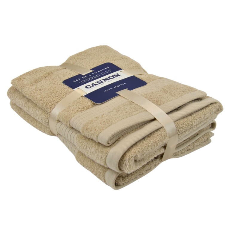 Set 3 toallas 40cm x70cm + 2 70cm x140cm algodón BEIGE