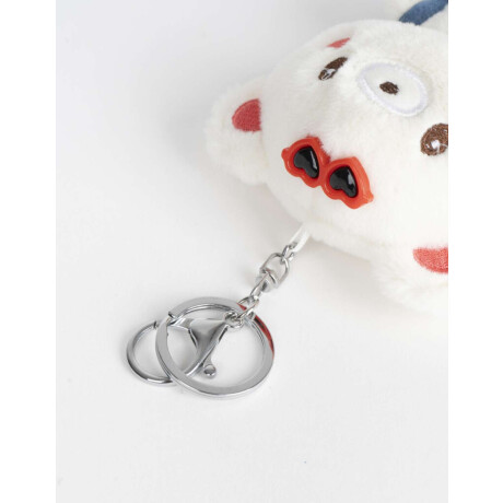 Llavero Y Charm De Peluche De Osito Blanco Crema