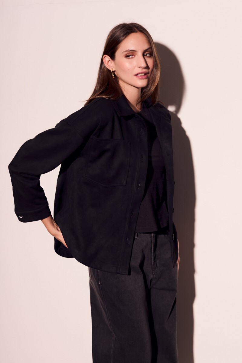 Sobrecamisa Gamuza Cuero Vegano Negro