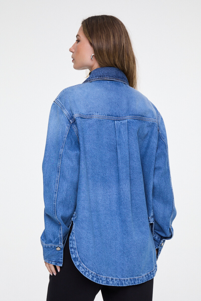 CAMISA DENIM OVERSIZE Azul