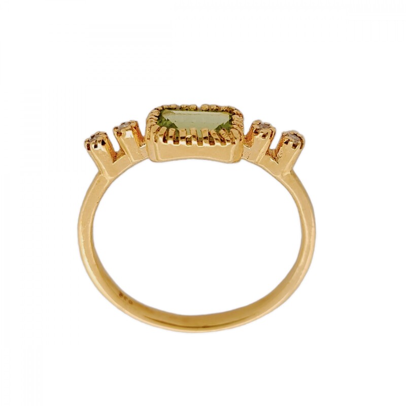Anillo Halo-Plata rodinada con micra oro 18k-Piedra Peridoto y Brillantes-AN2007 conpiedra