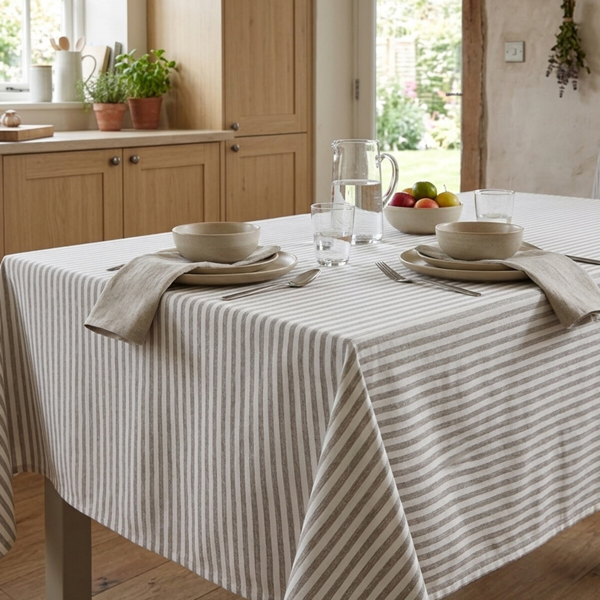Mantel Waterproof Home Class 140 x 210 cm - 4881 RAYAS BEIGE 