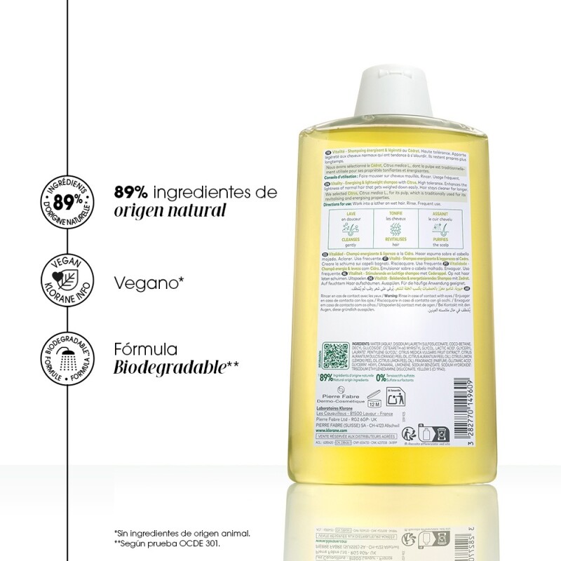 Shampoo Klorane Cedrat 400 Ml. Shampoo Klorane Cedrat 400 Ml.