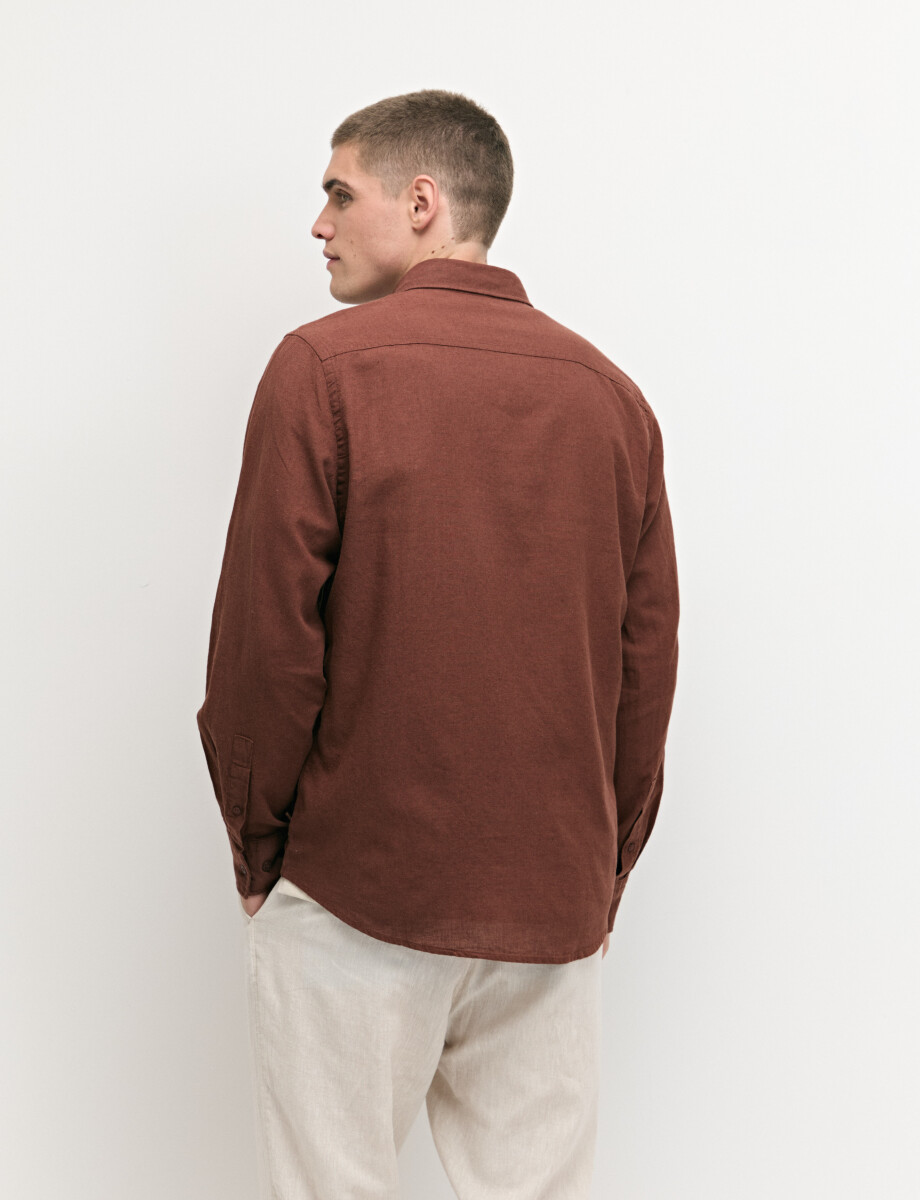 011665 CAMISA DE LINO HARRINGTON LABEL Terracota