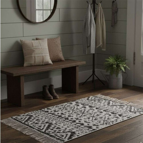 Alfombra 50X80Cm Triangulos Tribal Blanco Y Negro