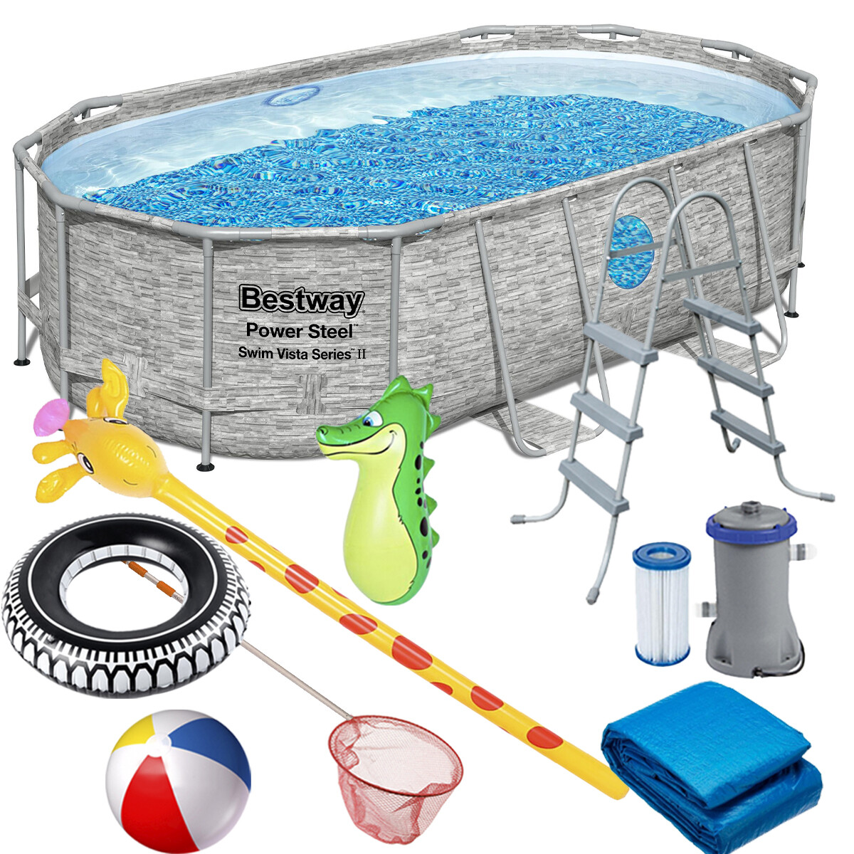 Piscina Bestway Rattan 7250 L + Bomba + Regalos 