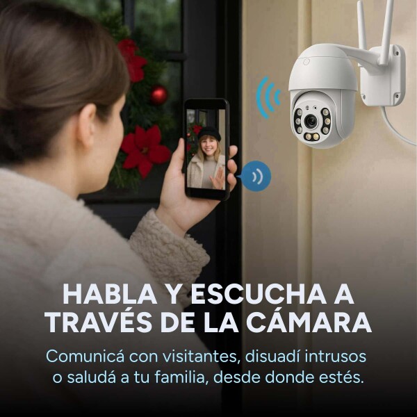 Cámara Ip Seguridad Exterior Seguimiento Visión Nocturna 360 Color Blanco