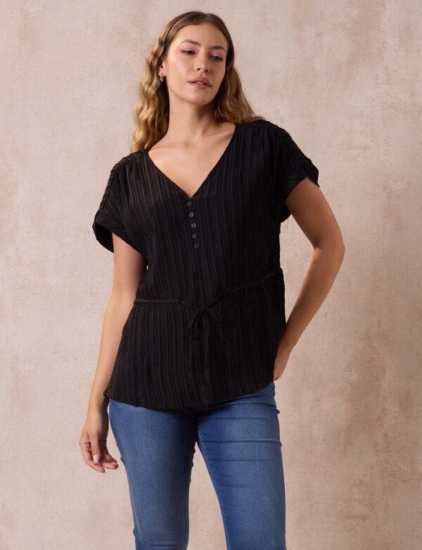 Blusa Plisada NEGRO