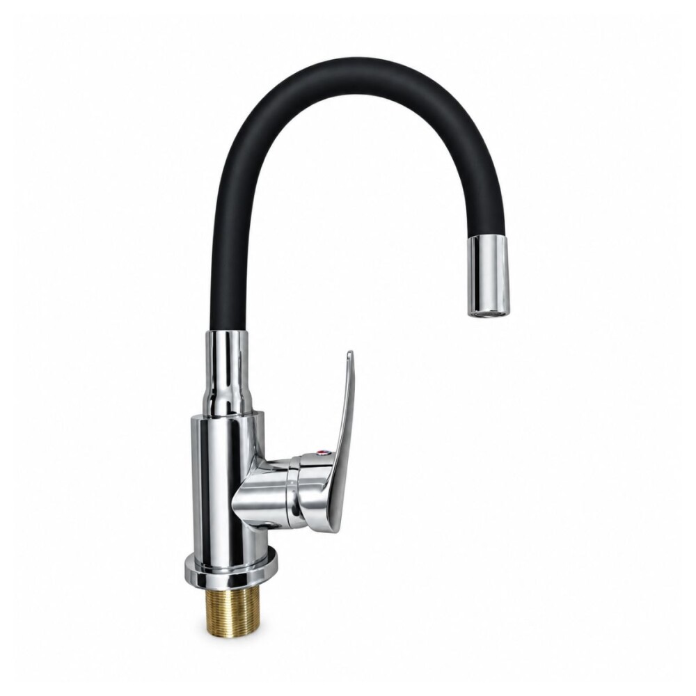 Grifería de Cocina Monocomando de mesada pico Flexible Negro Murdock Cromado Brillante Grifería De Cocina Monocomando De Mesada Pico Flexible Negro Murdock Cromado Brillante