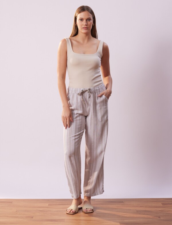 Pantalon Lino MULTI/BEIGE