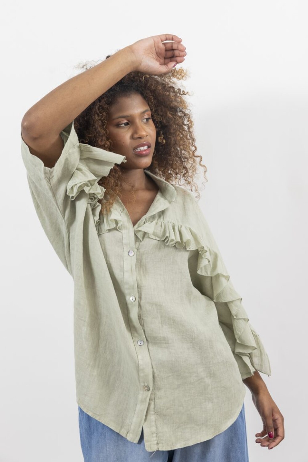 CAMISA LINO VOLADOS ALBA VERDE