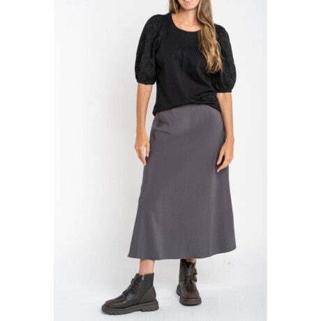 Remera Manga Broderie Negro